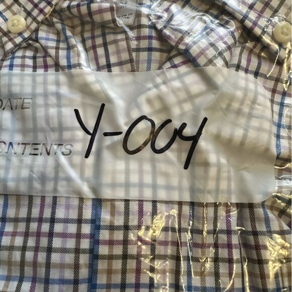 Peter Millar Blue-Purple-Black-Gold-White LS Plaid Shirt Size Medium - Picture 7 of 7
